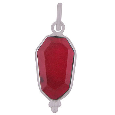 Stunning Handcrafted Bezel Rawa Work at bottom Red Corundum Hexagon Shape 925 Sterling Solid Silver Pendant - R301111-20