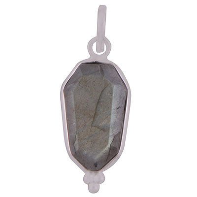 Stunning Handcrafted Bezel Rawa Work at bottom Labradorite Hexagon Shape 925 Sterling Solid Silver Pendant - R301111-3