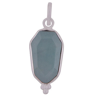 Stunning Handcrafted Bezel Rawa Work at bottom Aqua Chalcedony Hexagon Shape 925 Sterling Solid Silver Pendant - R301111-7