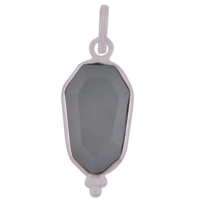 Stunning Handcrafted Bezel Rawa Work at bottom Blue Aventurine Hexagon Shape 925 Sterling Solid Silver Pendant - R301111-8