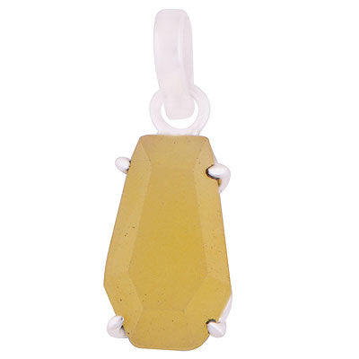 Alluring Gemstone Yellow Jade Coffin Shape 925 Sterling Solid Silver Pendant - R301112-17