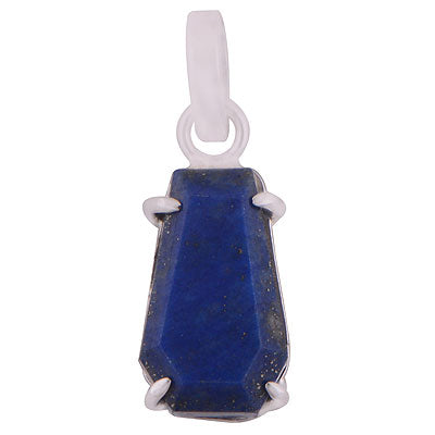 Alluring Gemstone Lapis Coffin Shape 925 Sterling Solid Silver Pendant - R301112-4
