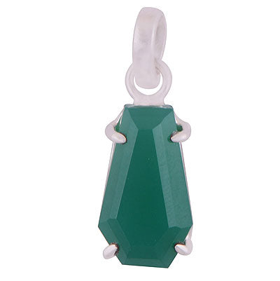 Alluring Gemstone Green Onyx Coffin Shape 925 Sterling Solid Silver Pendant - R301112-7