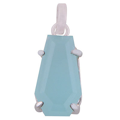 Alluring Gemstone Aqua Chalcedony Coffin Shape 925 Sterling Solid Silver Pendant - R301112-9