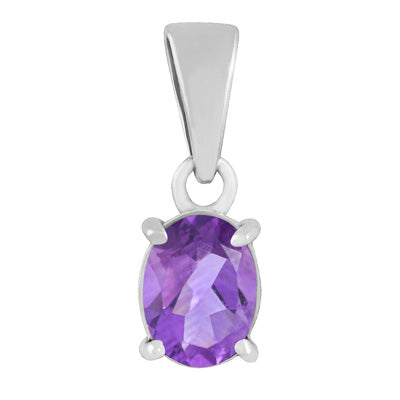Gorgeous Prong Setting Around Amethyst Oval Shape 925 Sterling Solid Silver Pendant - R301113-51
