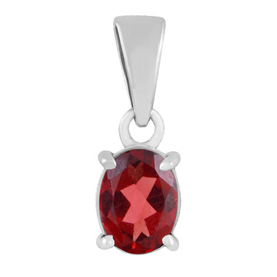 Gorgeous Prong Setting Around Garnet Oval Shape 925 Sterling Solid Silver Pendant - R301113-52