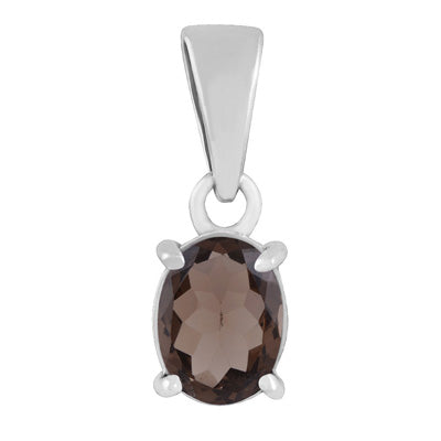 Gorgeous Prong Setting Around Smoky Topaz Oval Shape 925 Sterling Solid Silver Pendant - R301113-57