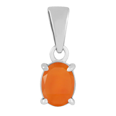 Gorgeous Prong Setting Around Carnelian Oval Shape 925 Sterling Solid Silver Pendant - R301113-60