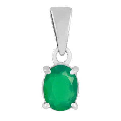 Gorgeous Prong Setting Around Green Onyx Oval Shape 925 Sterling Solid Silver Pendant - R301113-61