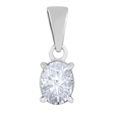 Gorgeous Prong Setting Around White Cubic Zirconia Oval Shape 925 Sterling Solid Silver Pendant - R301113-62