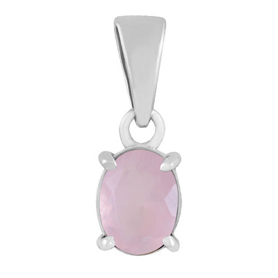 Gorgeous Prong Setting Around Rose Quartz Oval Shape 925 Sterling Solid Silver Pendant - R301113-63