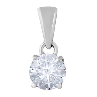 Stunning Prong Setting Around White Cubic Zirconia Round Shape 925 Sterling Solid Silver Pendant - R301114-16