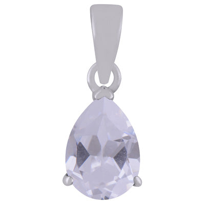 Alluring Prong Setting Around White Cubic Zirconia Pear Shape 925 Sterling Solid Silver Pendant - R301115-11