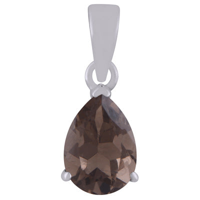 Alluring Prong Setting Around Smoky Topaz Pear Shape 925 Sterling Solid Silver Pendant - R301115-5