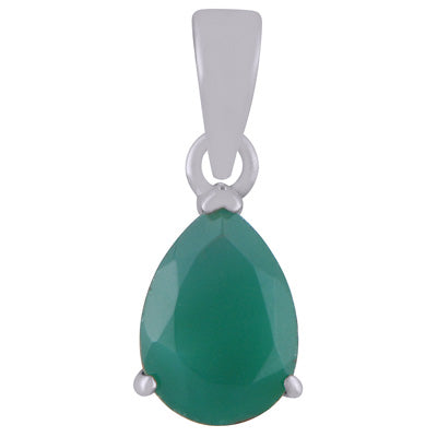 Alluring Prong Setting Around Green Onyx Pear Shape 925 Sterling Solid Silver Pendant - R301115-8