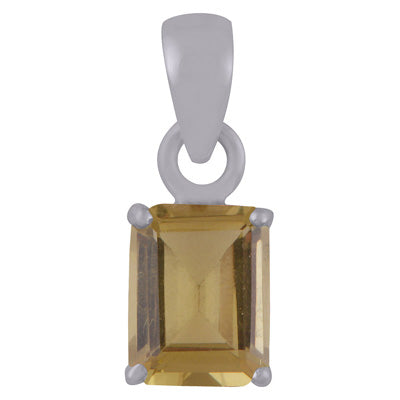 Beautiful Prong Setting Around Lemon Topaz Rectangle Shape 925 Sterling Solid Silver Pendant - R301116-4