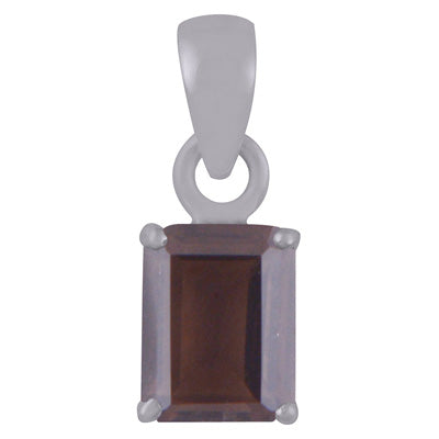 Beautiful Prong Setting Around Smoky Topaz Rectangle Shape 925 Sterling Solid Silver Pendant - R301116-6