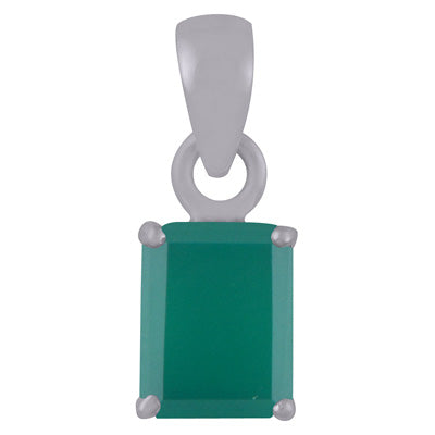 Beautiful Prong Setting Around Green Onyx Rectangle Shape 925 Sterling Solid Silver Pendant - R301116-7