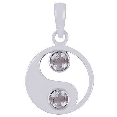Alluring Multiple Gemstones Around Crystal Round Shape 925 Sterling Solid Silver Pendant - R301117-8