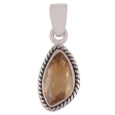Gorgeous Twisted Wire Work Around Citrine Fancy Shape 925 Sterling Solid Silver Pendant - R301121-3