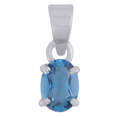 Gorgeous Gemstone Nickel-free Rhodium Plated London Blue Topaz Oval Shape 925 Sterling Solid Silver Pendant - R301134-12