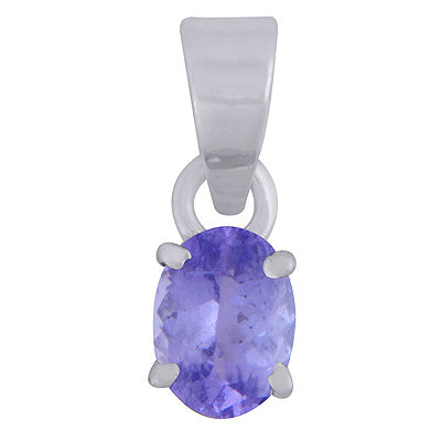 Gorgeous Gemstone Nickel-free Rhodium Plated Tanzanite Oval Shape 925 Sterling Solid Silver Pendant - R301134-13