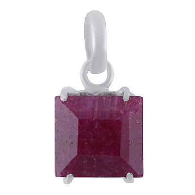 Stunning Prong Seated Gemstone Ruby Square Shape 925 Sterling Solid Silver Pendants - R301138-16