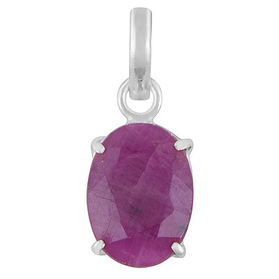 Stunning Prong Seated Gemstone Ruby Oval Shape 925 Sterling Solid Silver Pendants - R301138-21