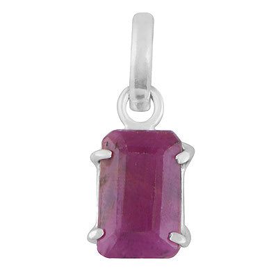 Stunning Prong Seated Gemstone Ruby Rectangle Shape 925 Sterling Solid Silver Pendants - R301138-24