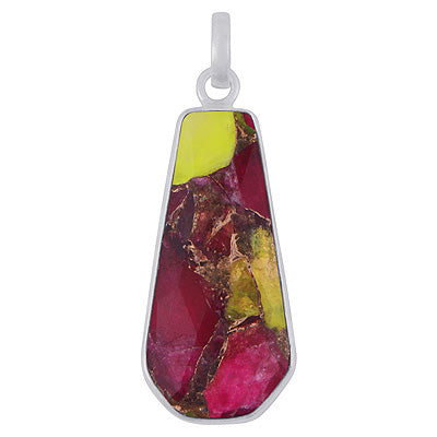 Gorgeous Elongated Gemstone Copper Turquoise Fancy Shape 925 Sterling Solid Silver Pendant - R301147-1