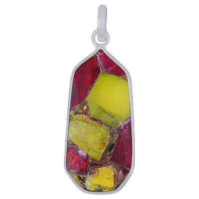 Gorgeous Elongated Gemstone Copper Turquoise Fancy Shape 925 Sterling Solid Silver Pendant - R301147-12