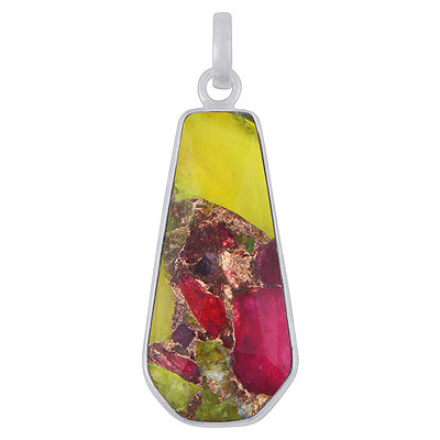 Gorgeous Elongated Gemstone Copper Turquoise Fancy Shape 925 Sterling Solid Silver Pendant - R301147-2