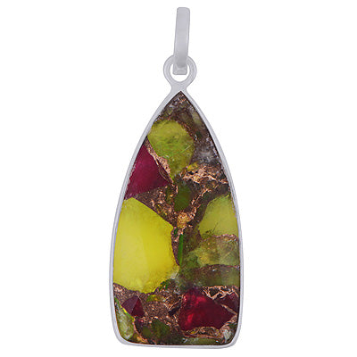 Gorgeous Elongated Gemstone Copper Turquoise Fancy Shape 925 Sterling Solid Silver Pendant - R301147-4
