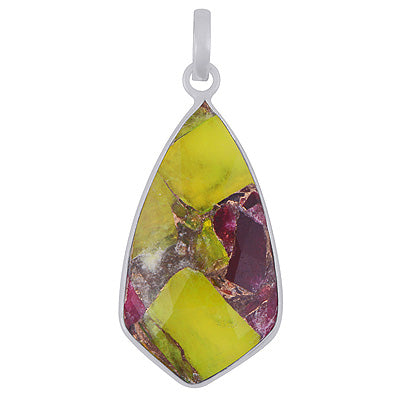 Gorgeous Elongated Gemstone Copper Turquoise Fancy Shape 925 Sterling Solid Silver Pendant - R301147-8