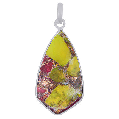 Gorgeous Elongated Gemstone Copper Turquoise Fancy Shape 925 Sterling Solid Silver Pendant - R301147-9