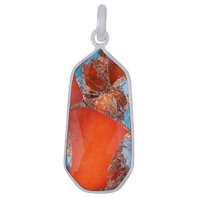 Alluring Elongated Gemstone Copper Turquoise Fancy Shape 925 Sterling Solid Silver Pendant - R301148-9