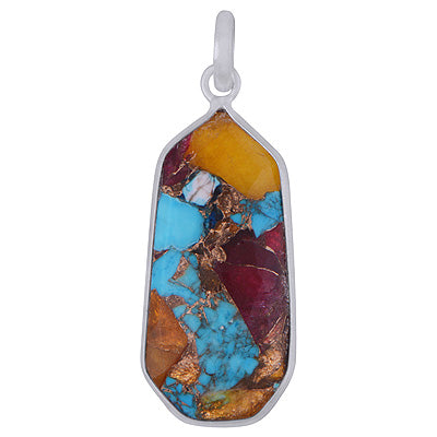 Beautiful Elongated Gemstone Copper Turquoise Fancy Shape 925 Sterling Solid Silver Pendant - R301149-11