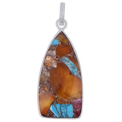 Beautiful Elongated Gemstone Copper Turquoise Fancy Shape 925 Sterling Solid Silver Pendant - R301149-5