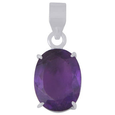Gorgeous Prong Seated Gemstone Amethyst Oval Shape 925 Sterling Solid Silver Pendant - R301153-1