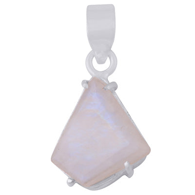 Gorgeous Prong Seated Gemstone Rainbow Moonstone Fancy Shape 925 Sterling Solid Silver Pendant - R301153-16