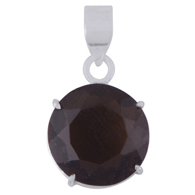 Gorgeous Prong Seated Gemstone Smoky Topaz Round Shape 925 Sterling Solid Silver Pendant - R301153-20