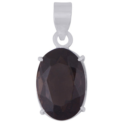 Gorgeous Prong Seated Gemstone Smoky Topaz Oval Shape 925 Sterling Solid Silver Pendant - R301153-22