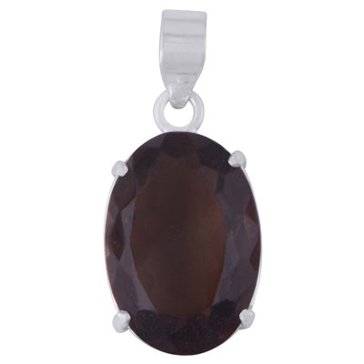 Gorgeous Prong Seated Gemstone Smoky Topaz Oval Shape 925 Sterling Solid Silver Pendant - R301153-24
