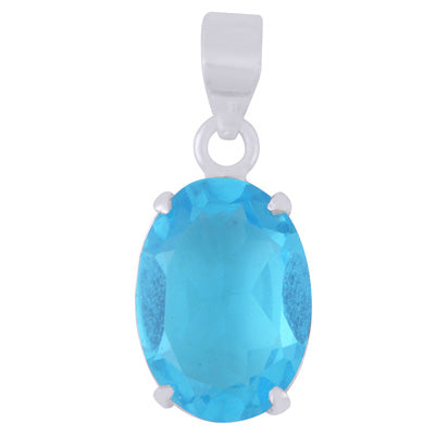 Gorgeous Prong Seated Gemstone Cubic Zirconia Oval Shape 925 Sterling Solid Silver Pendant - R301153-31