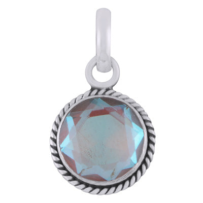 Authentic Wire Work Around White Mystic Opal Round Shape 925 Sterling Solid Silver Pendant - R301156-1