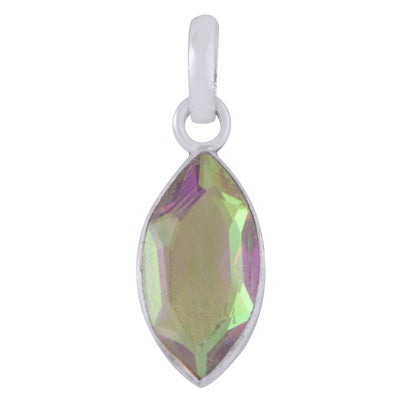 Plain Collet Natural White Mystic Opal Marquise Shape 925 Sterling Solid Silver Pendant - R301157-1