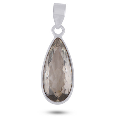 Gorgeous Plain Green Amethyst Pear Shape 925 Sterling Solid Silver Pendant - R301159-10