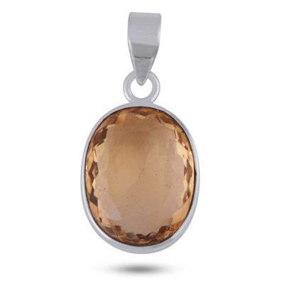 Gorgeous Plain Citrine Oval Shape 925 Sterling Solid Silver Pendant - R301159-4