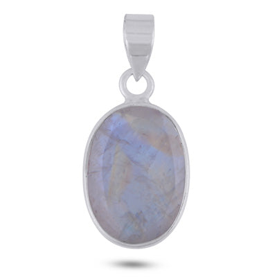 Gorgeous Plain Rainbow Moonstone Oval Shape 925 Sterling Solid Silver Pendant - R301159-6