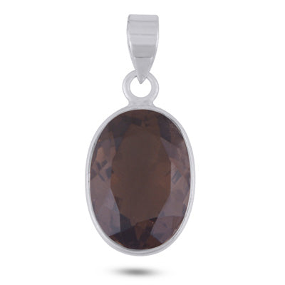 Gorgeous Plain Smoky Topaz Oval Shape 925 Sterling Solid Silver Pendant - R301159-9